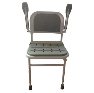 Shower Seat Wall-mounted Foldable Padded with Armrest Backrest Floor Support - Image 4