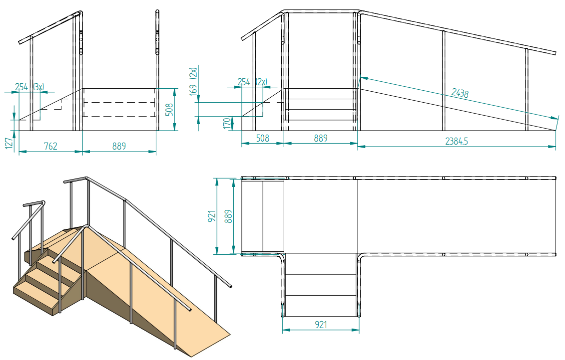 Three Side Ramp Staircase three-sided with Ramp – Rehab Mart Singapore