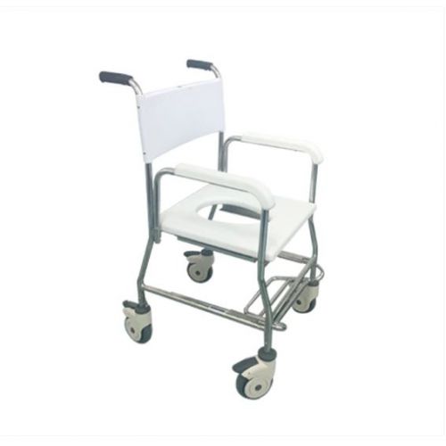 Deluxe Stainless Steel Shower Commode-S/steel Castors-Plastic Castors