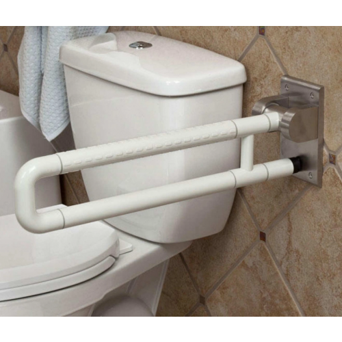 Nylon Stainless Steel Folding Grab Bar White